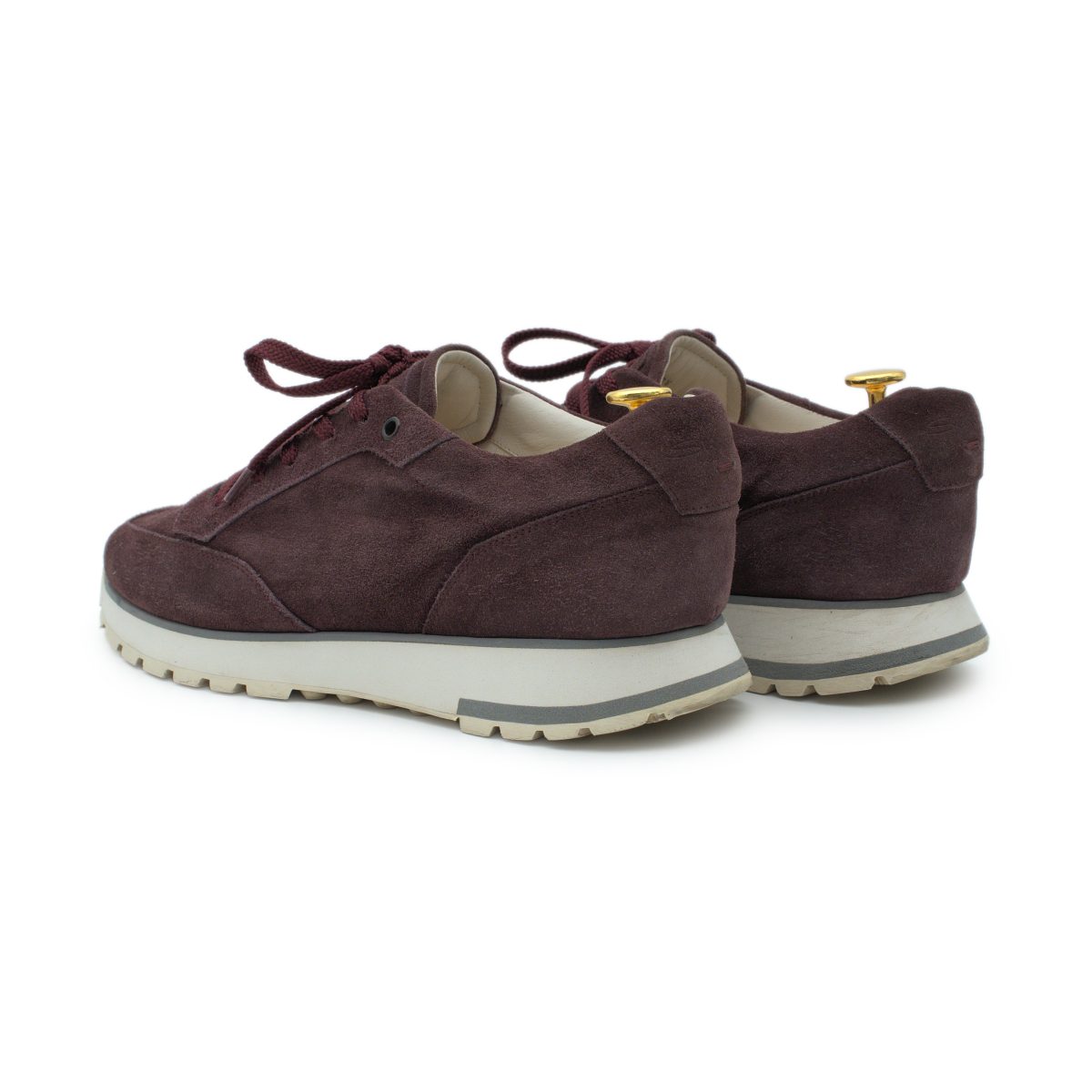 Santoni Mens Burgundy Suede Logo Retro Runner Sneaker Shoes — photo 4