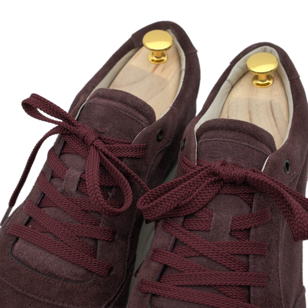 Santoni Mens Burgundy Suede Logo Retro Runner Sneaker Shoes — photo 6