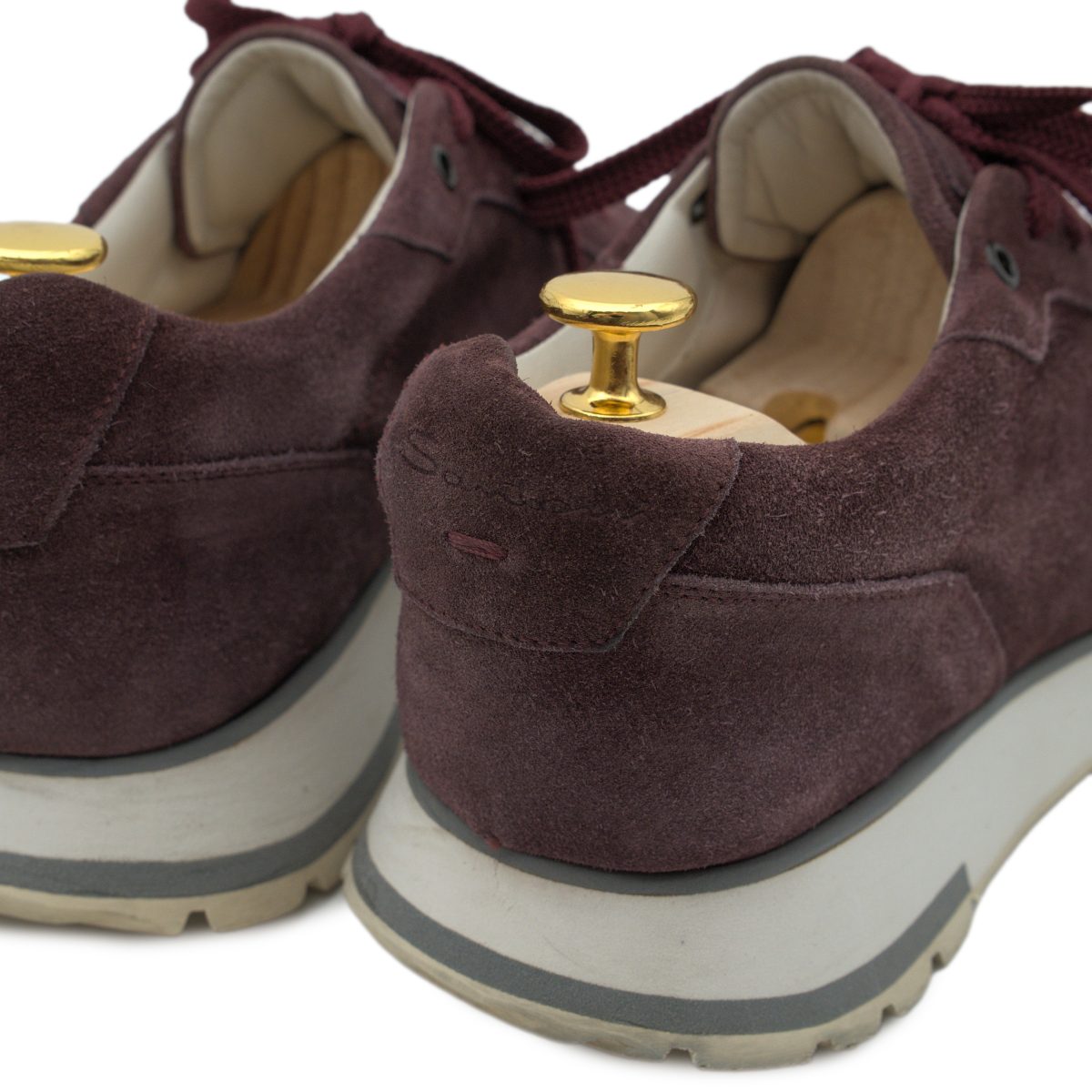 Santoni Mens Burgundy Suede Logo Retro Runner Sneaker Shoes — photo 7