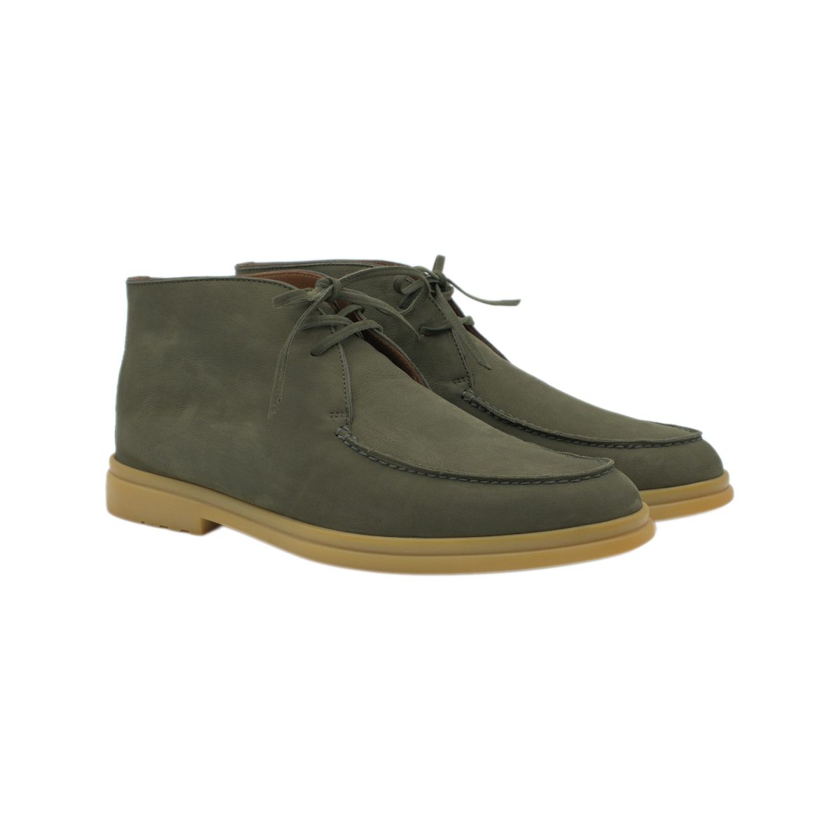 Loro Piana Walk and Walk Nubuck Olive Khaki Chukka Boots