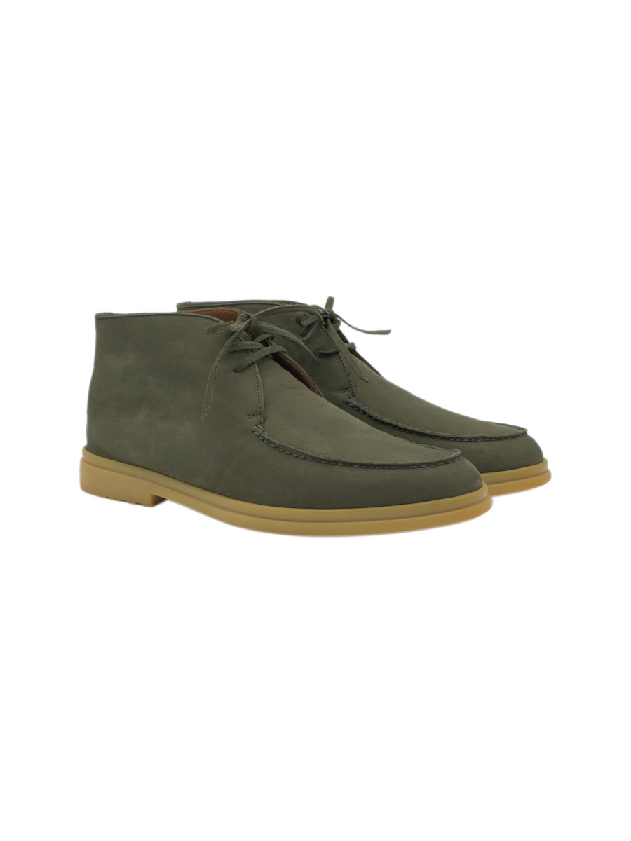 Loro Piana Walk and Walk Nubuck Olive Khaki Chukka Boots