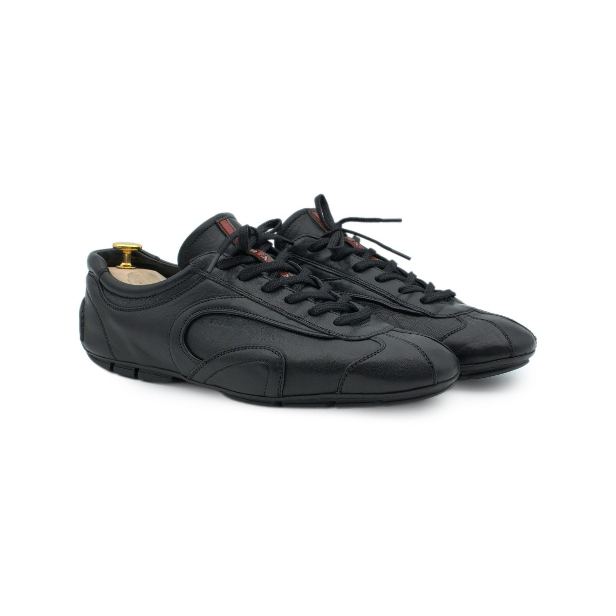 Vintage Prada Linea Rossa Montecarlo Black Leather Sneakers