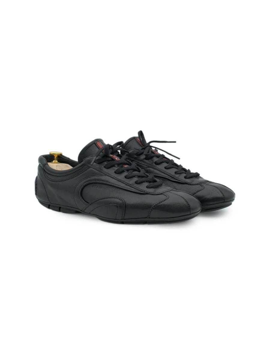 Vintage Prada Linea Rossa Montecarlo Black Leather Sneakers