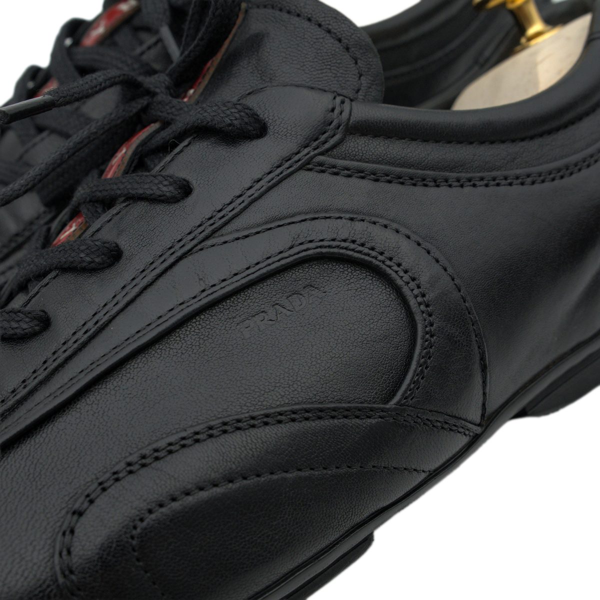 Vintage Prada Linea Rossa Montecarlo Black Leather Sneakers — photo 7