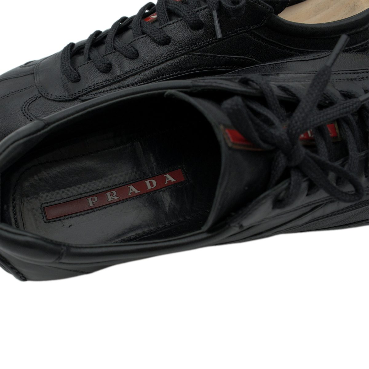 Vintage Prada Linea Rossa Montecarlo Black Leather Sneakers — photo 9