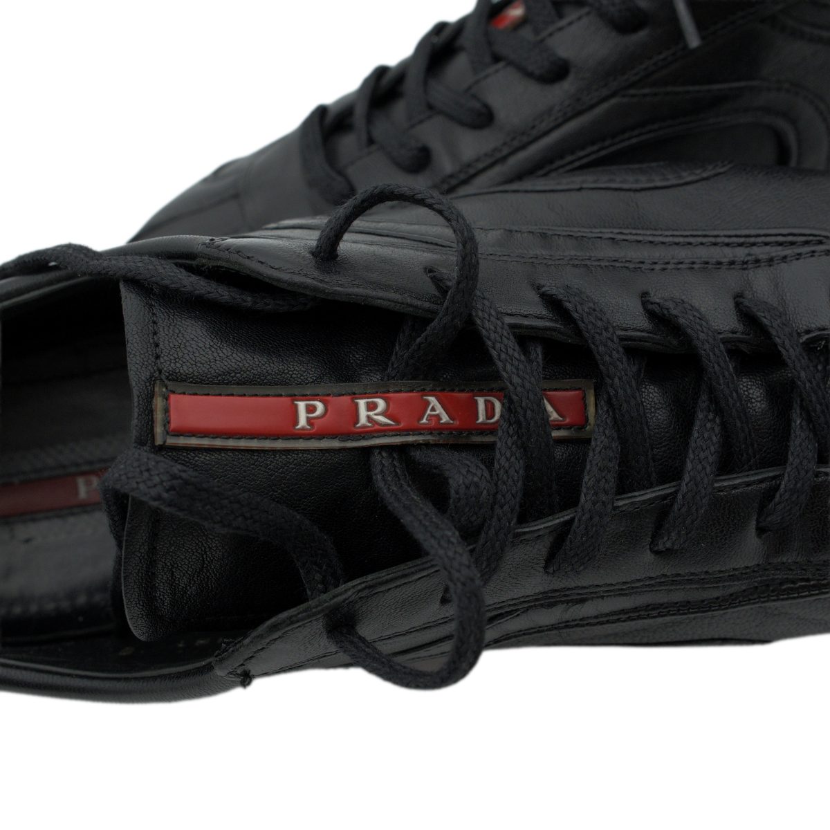 Vintage Prada Linea Rossa Montecarlo Black Leather Sneakers — photo 10