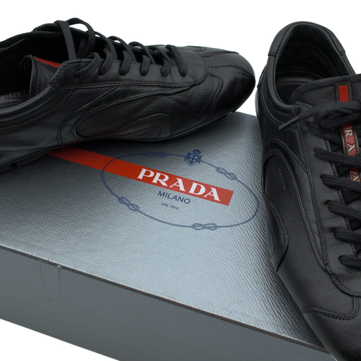 Vintage Prada Linea Rossa Montecarlo Black Leather Sneakers — photo 12