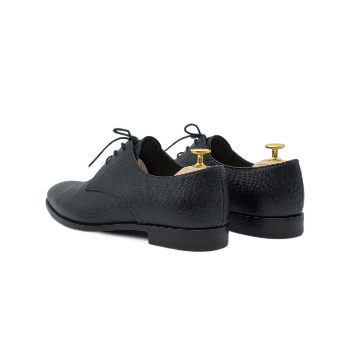 Prada Milano Black Saffiano Leather Mens Derby Dress Shoes — photo 4