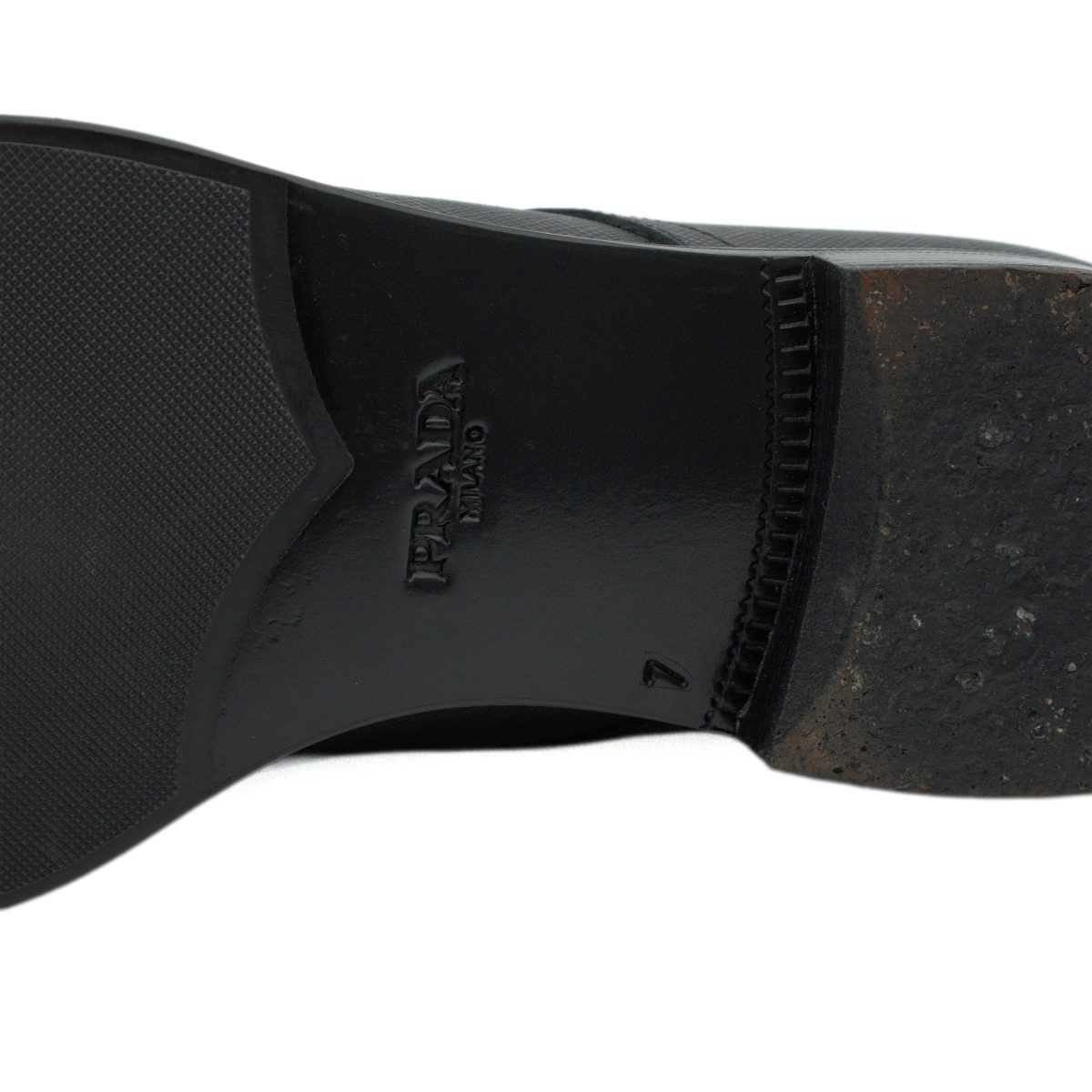 Prada Milano Black Saffiano Leather Mens Derby Dress Shoes — photo 7