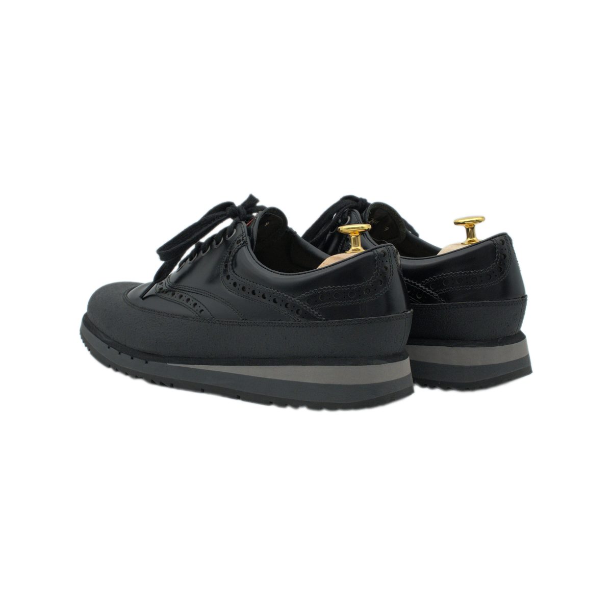 Prada Linea Rossa Black Leather Wingtip Brogue Sneaker Shoes — photo 4