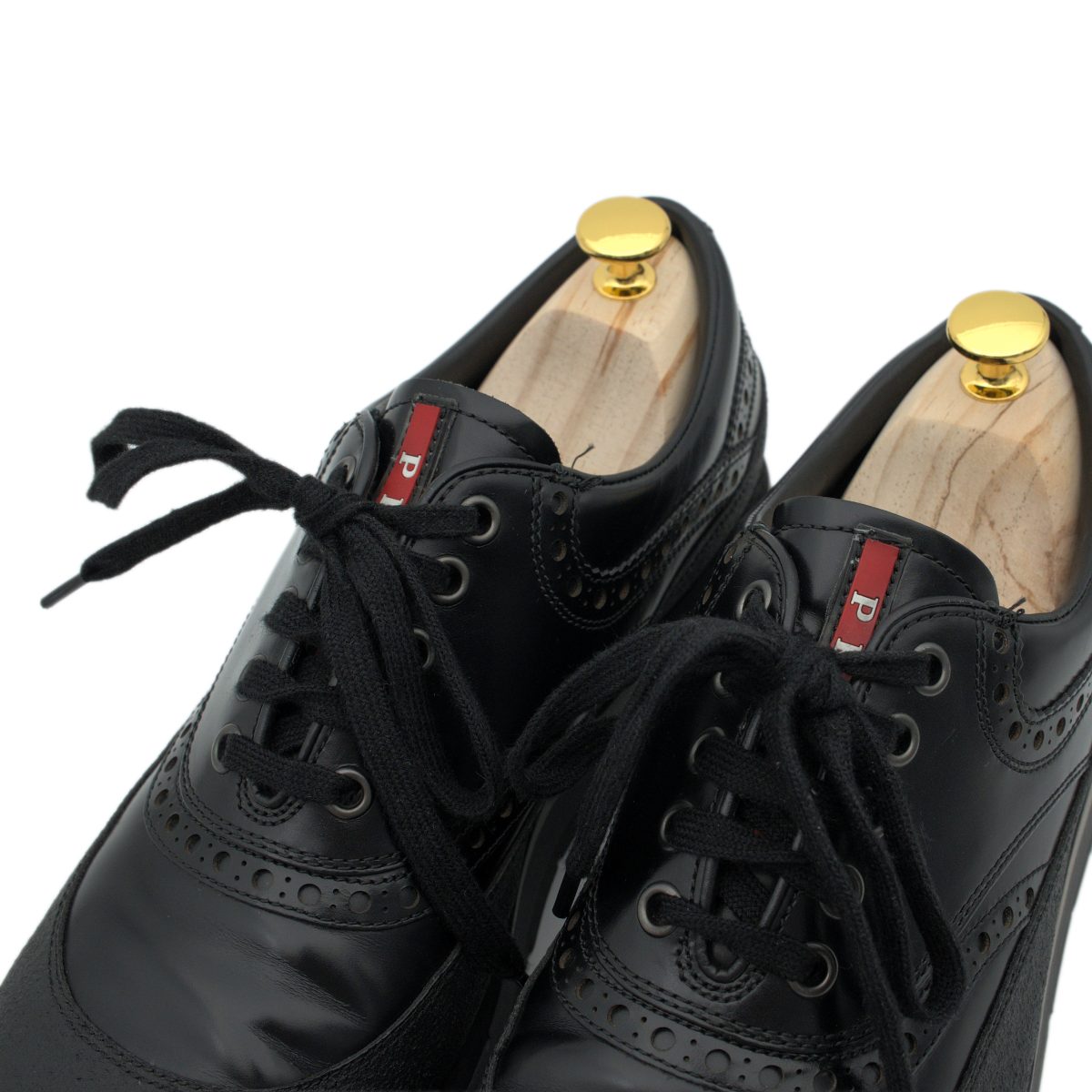 Prada Linea Rossa Black Leather Wingtip Brogue Sneaker Shoes — photo 7