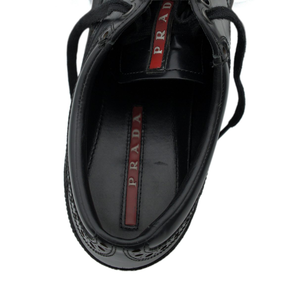 Prada Linea Rossa Black Leather Wingtip Brogue Sneaker Shoes — photo 10