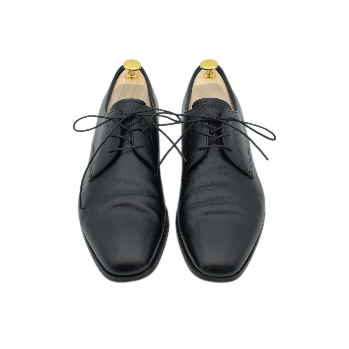 Prada Milano Black Saffiano Leather Mens Derby Formal Shoes — photo 2