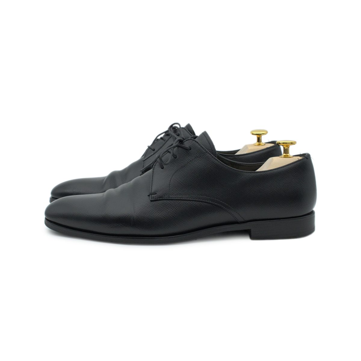 Prada Milano Black Saffiano Leather Mens Derby Formal Shoes — photo 3