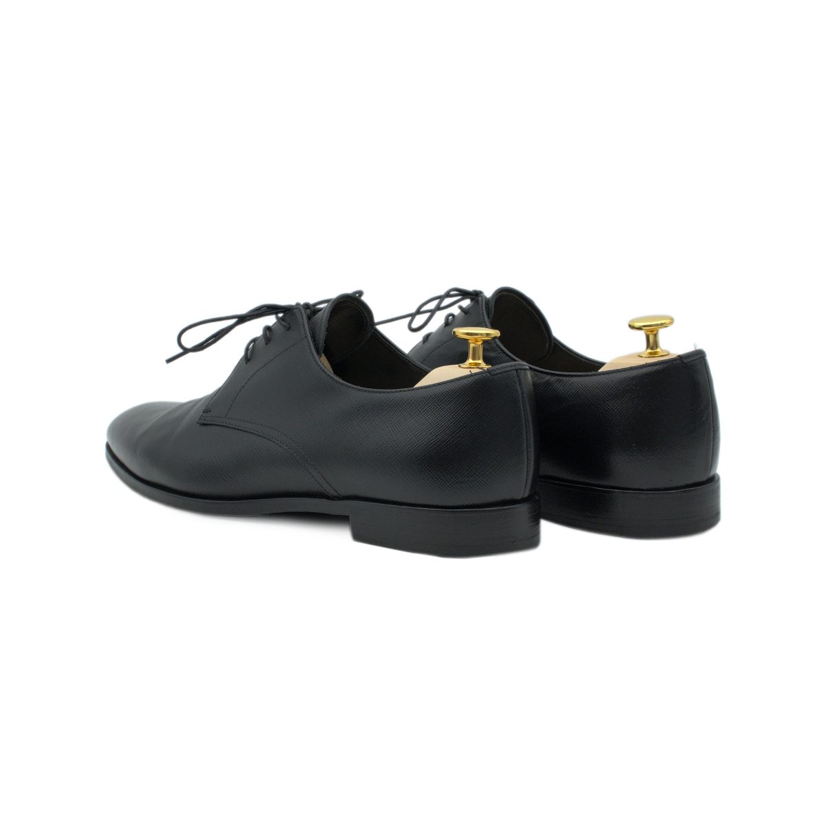 Prada Milano Black Saffiano Leather Mens Derby Formal Shoes — photo 4