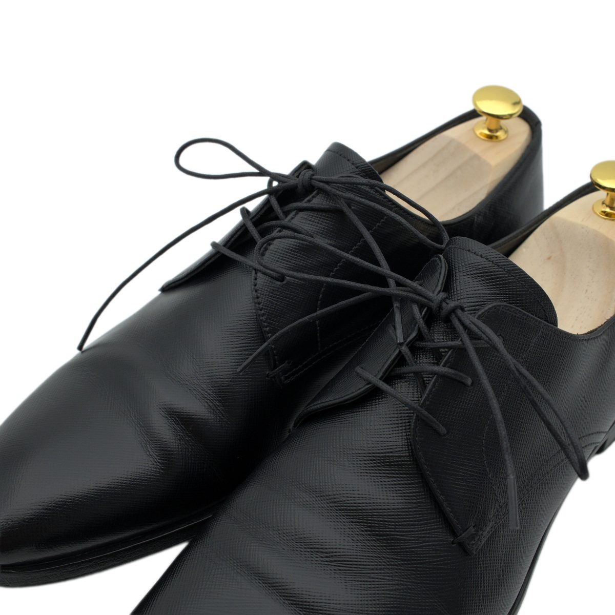 Prada Milano Black Saffiano Leather Mens Derby Formal Shoes — photo 5