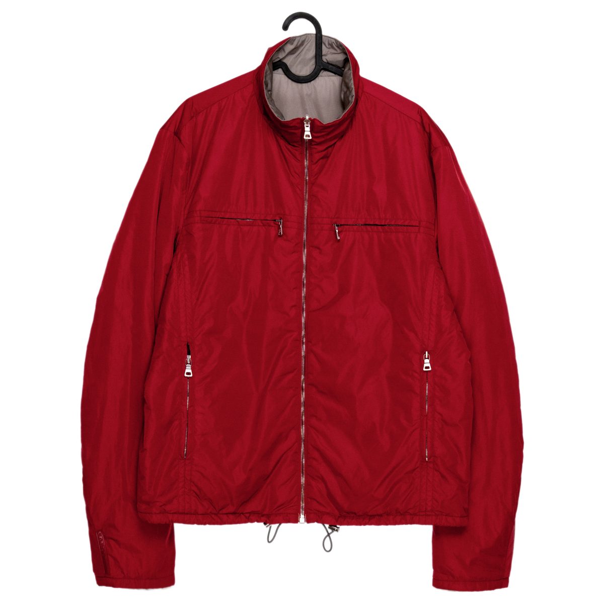 Prada Navy Taupe Red Reversible Nylon Padded Mens Jacket — photo 2