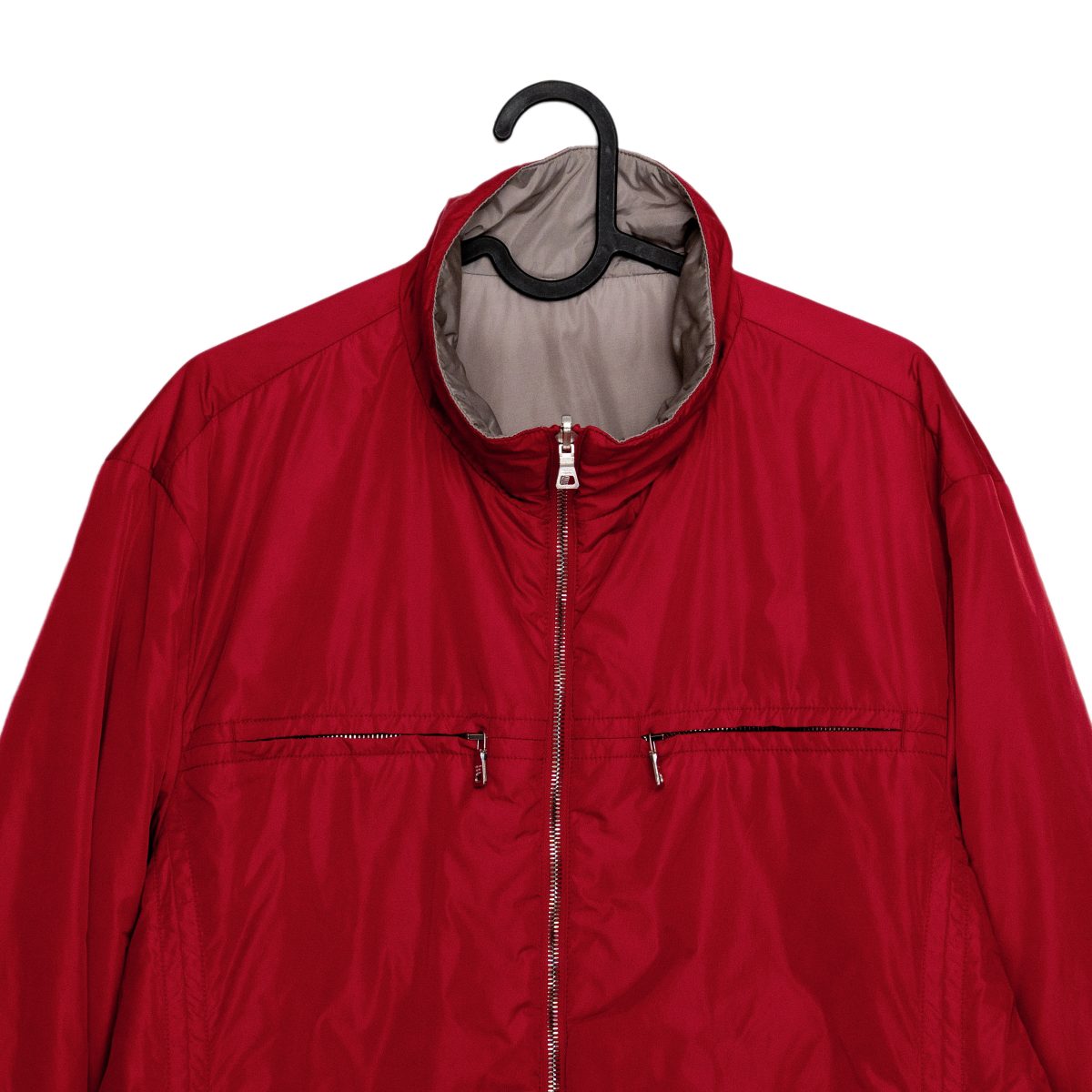 Prada Navy Taupe Red Reversible Nylon Padded Mens Jacket — photo 3