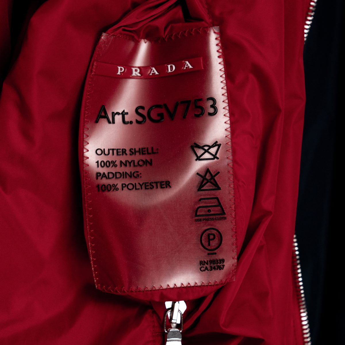 Prada Navy Taupe Red Reversible Nylon Padded Mens Jacket — photo 10