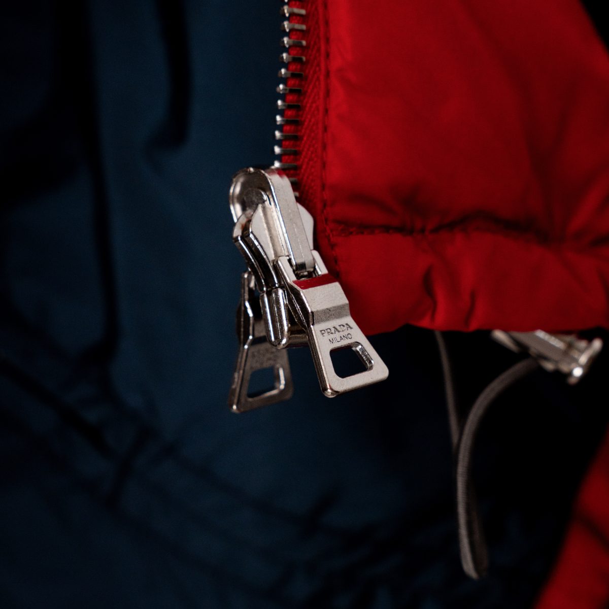 Prada Navy Taupe Red Reversible Nylon Padded Mens Jacket — photo 13
