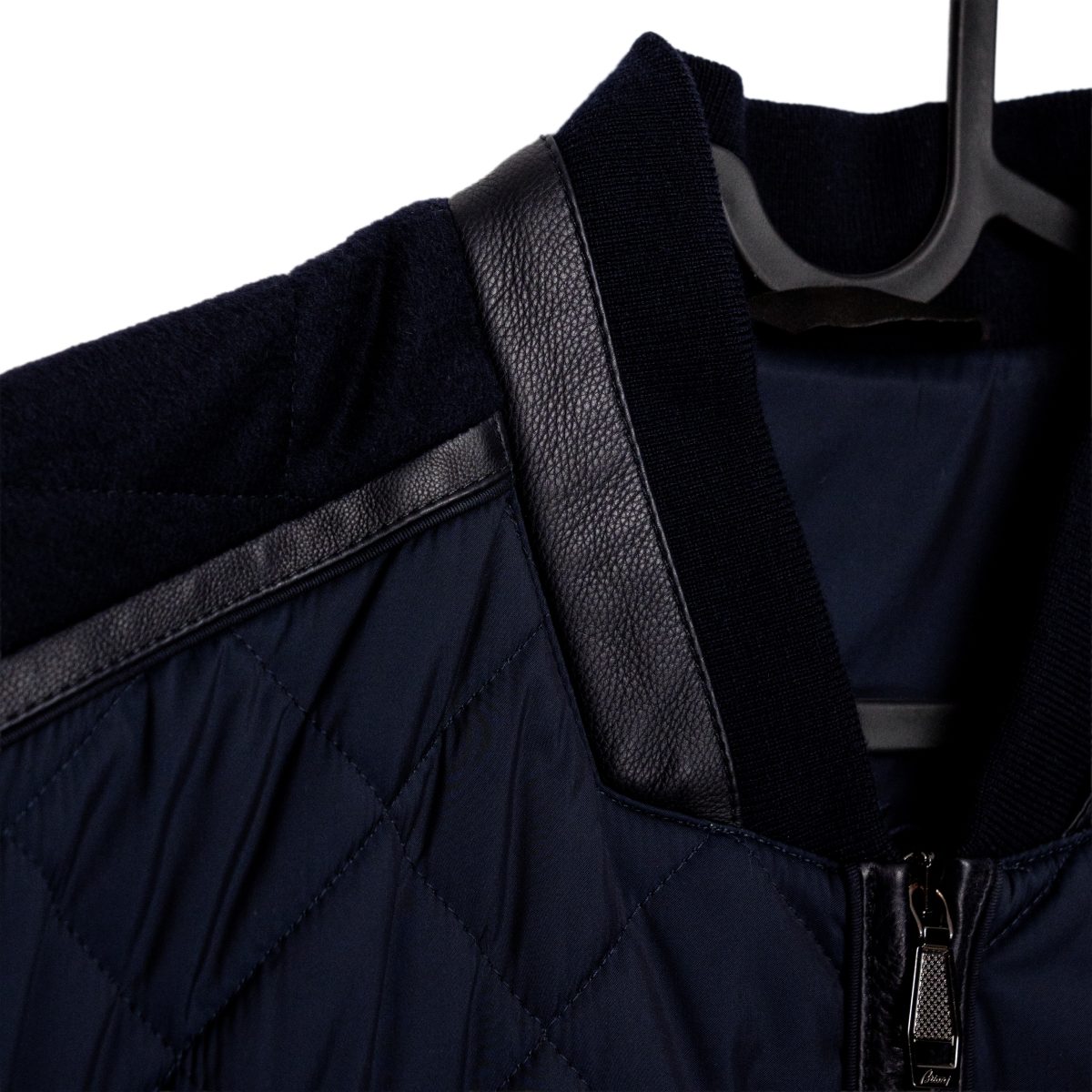 Brioni Navy Quilted Leather Trim Wool Back Gilet Vest Size M — photo 5