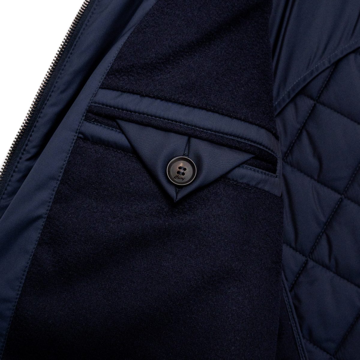 Brioni Navy Quilted Leather Trim Wool Back Gilet Vest Size M — photo 11