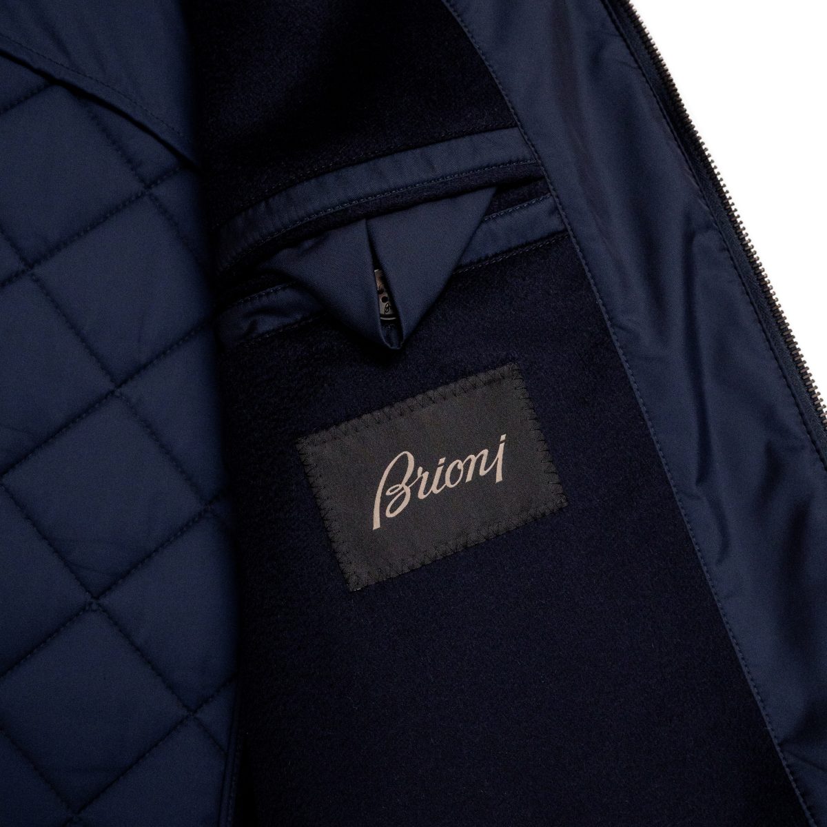 Brioni Navy Quilted Leather Trim Wool Back Gilet Vest Size M — photo 12