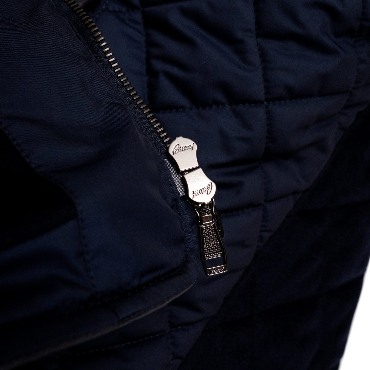Brioni Navy Quilted Leather Trim Wool Back Gilet Vest Size M — photo 13