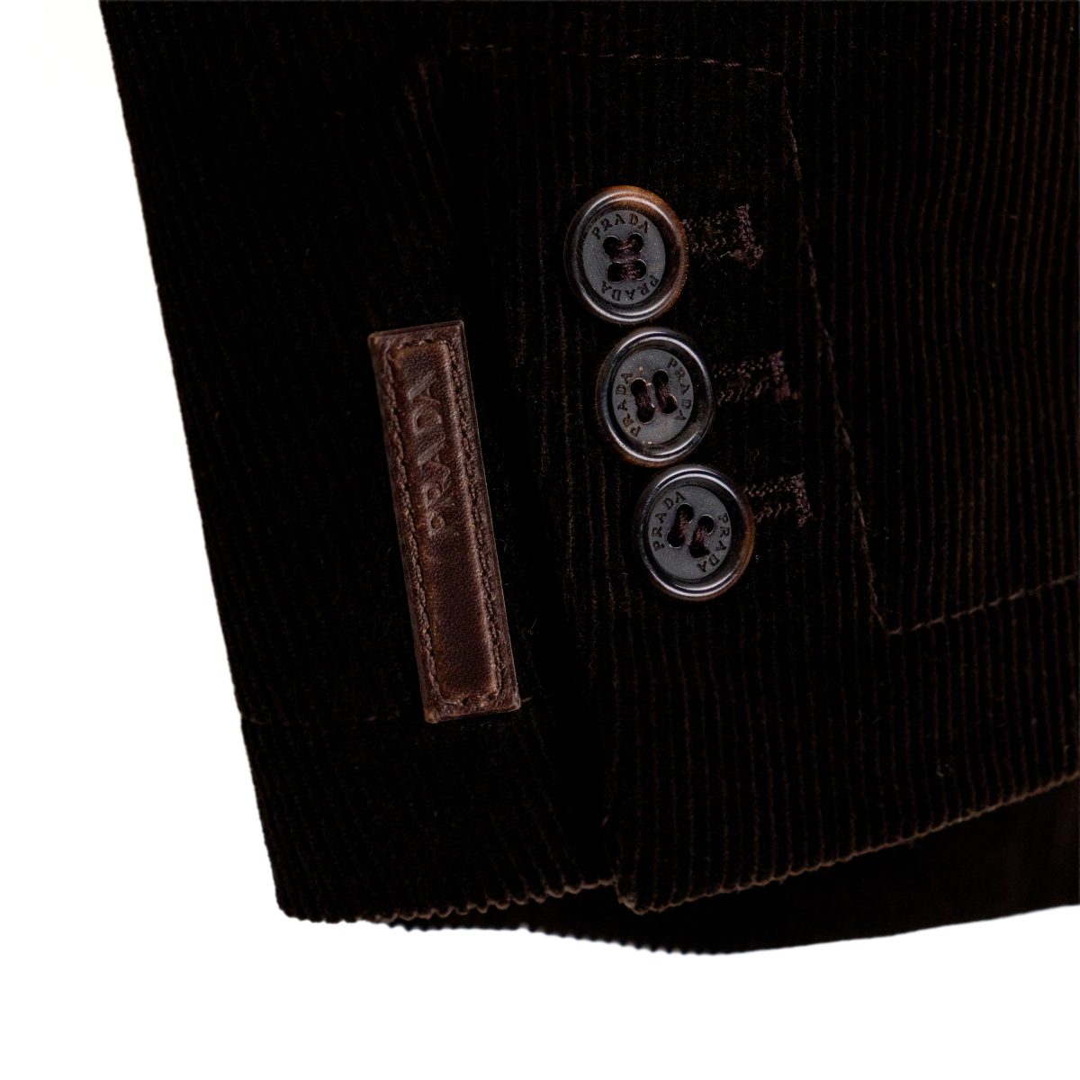 Prada Dark Brown Cotton Corduroy Logo Tab Mens Blazer Jacket — photo 4