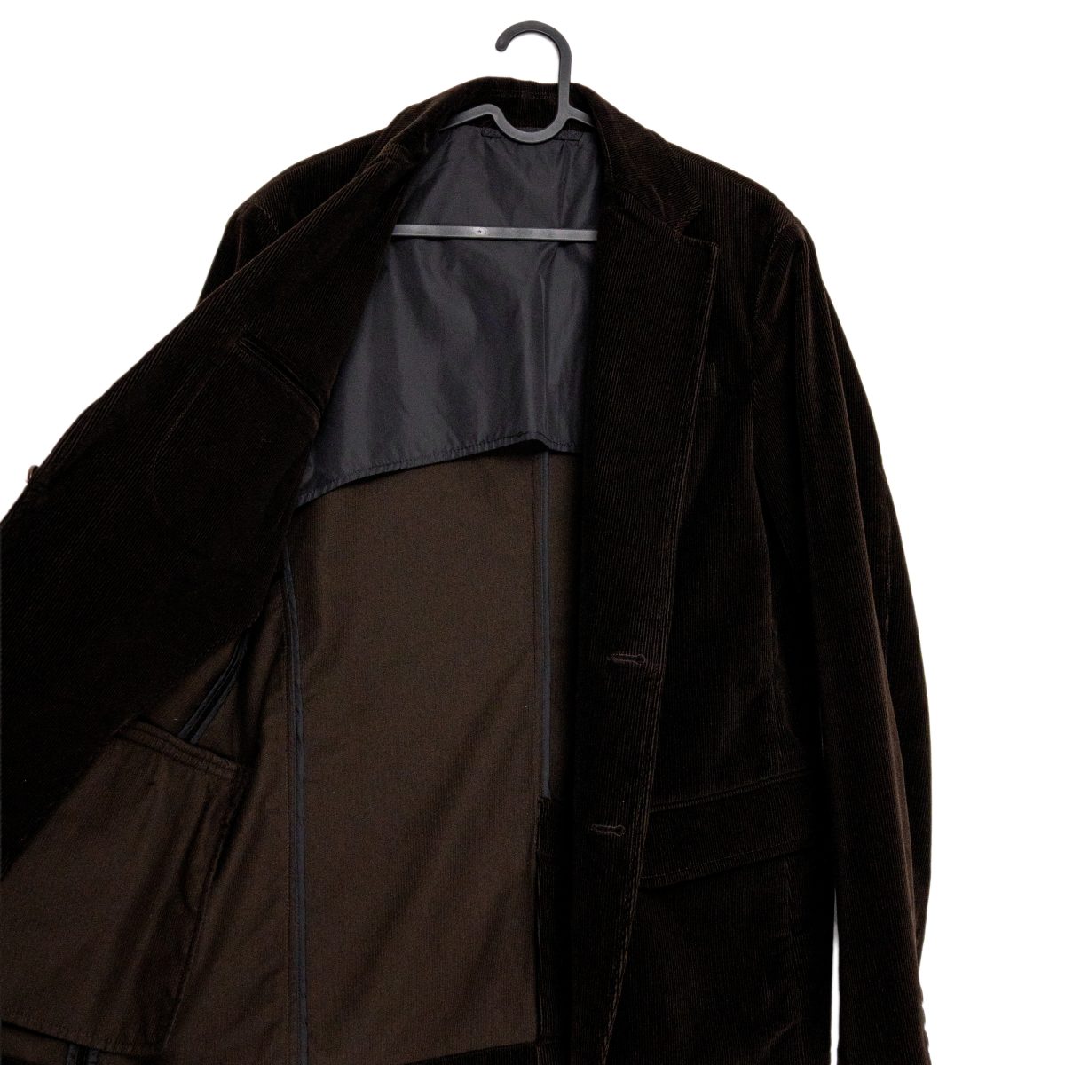 Prada Dark Brown Cotton Corduroy Logo Tab Mens Blazer Jacket — photo 8
