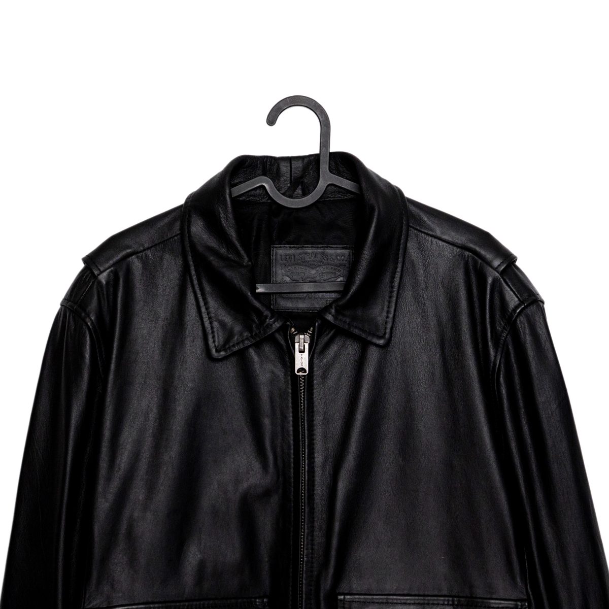 Levi's Black Leather A-2 Flight Bomber Jacket Mens Size L — photo 3