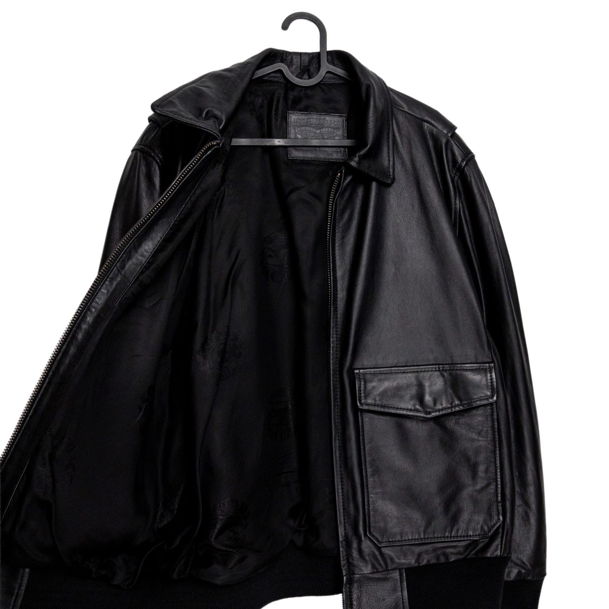 Levi's Black Leather A-2 Flight Bomber Jacket Mens Size L — photo 7
