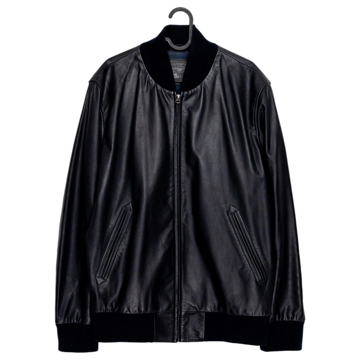Levi's Navy Leather Logo Patch Mens Bomber Jacket Size L
