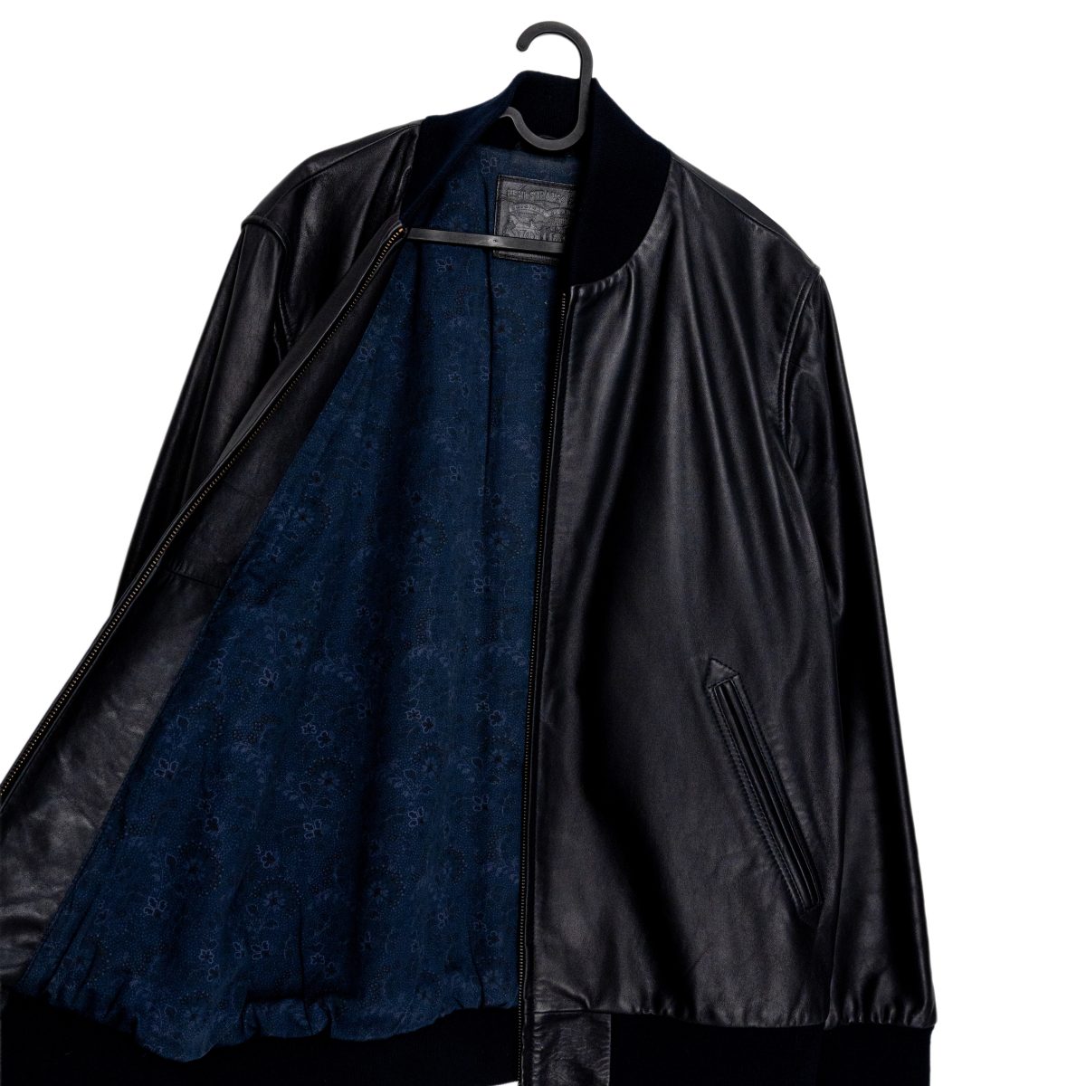 Levi's Navy Leather Logo Patch Mens Bomber Jacket Size L — photo 8