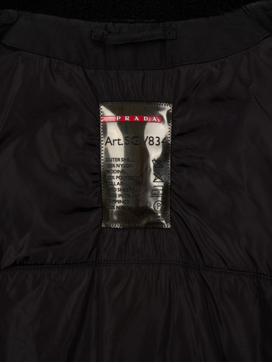 Vintage Prada Sport Nylon Sheep Fur Collar Car Coat Size XXL — photo 6