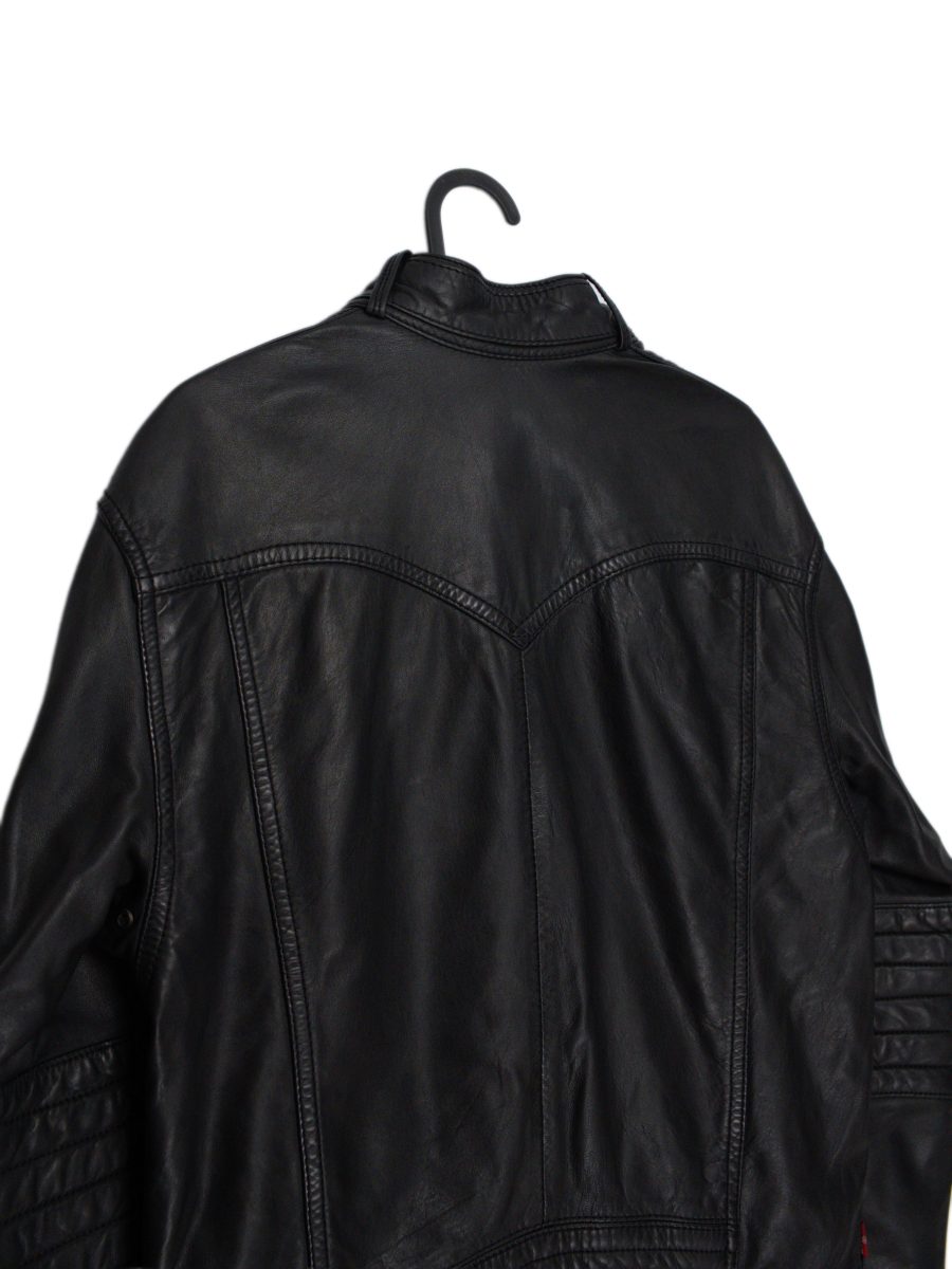 Vintage Levi's Black Leather Quilted Cafe Racer Biker Jacket — photo 7