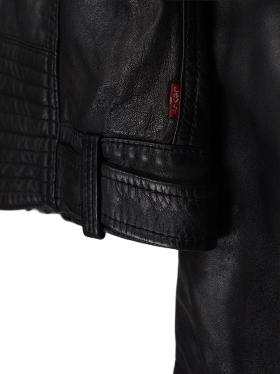 Vintage Levi's Black Leather Quilted Cafe Racer Biker Jacket — photo 8