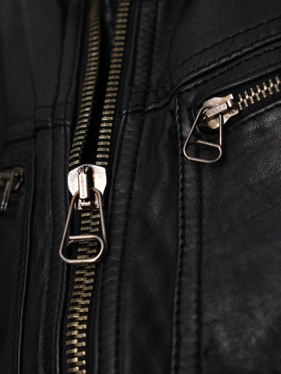 Vintage Levi's Black Leather Quilted Cafe Racer Biker Jacket — photo 14