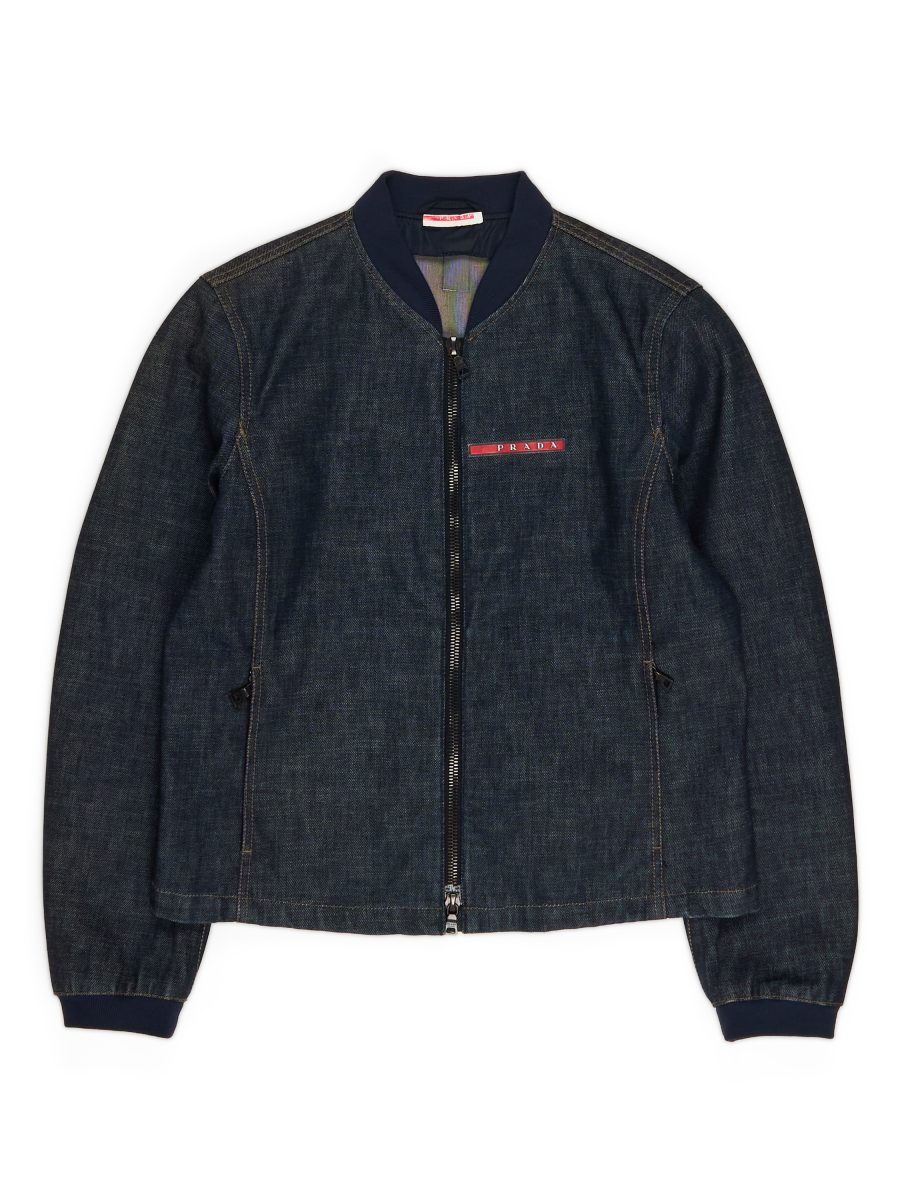 Vintage Prada Linea Rossa Denim Gore-Tex Mens Bomber Size S