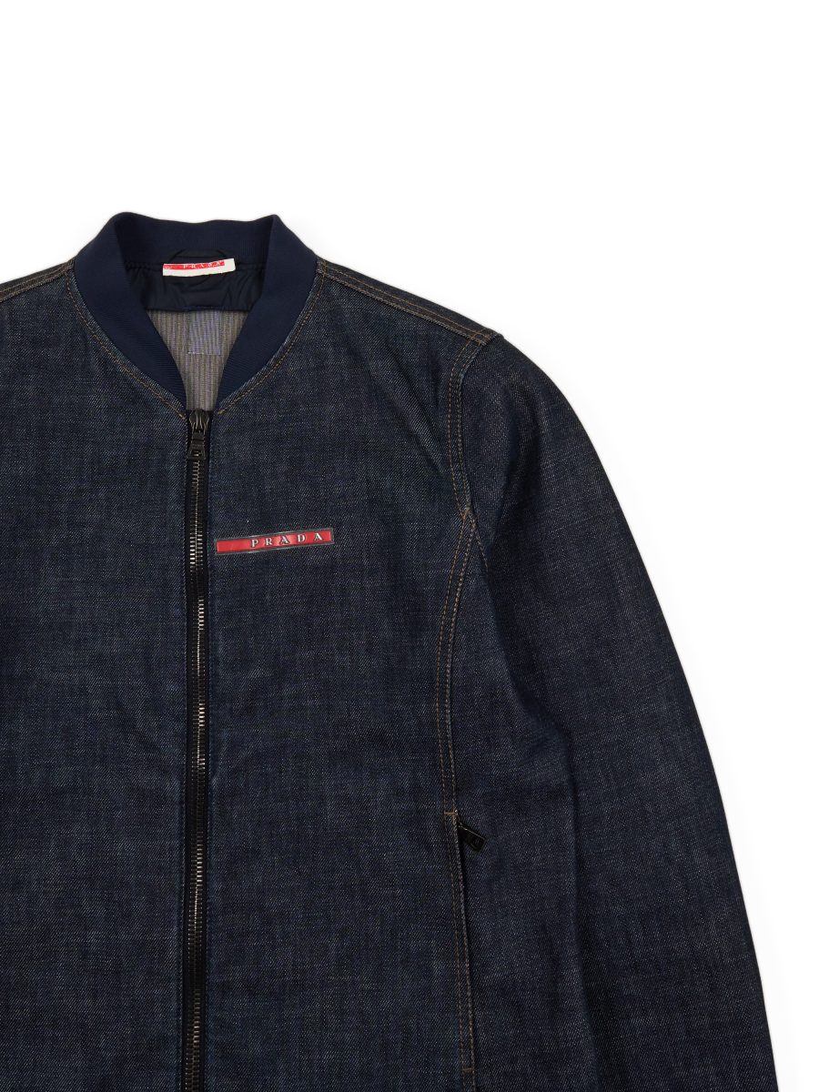 Vintage Prada Linea Rossa Denim Gore-Tex Mens Bomber Size S — photo 3
