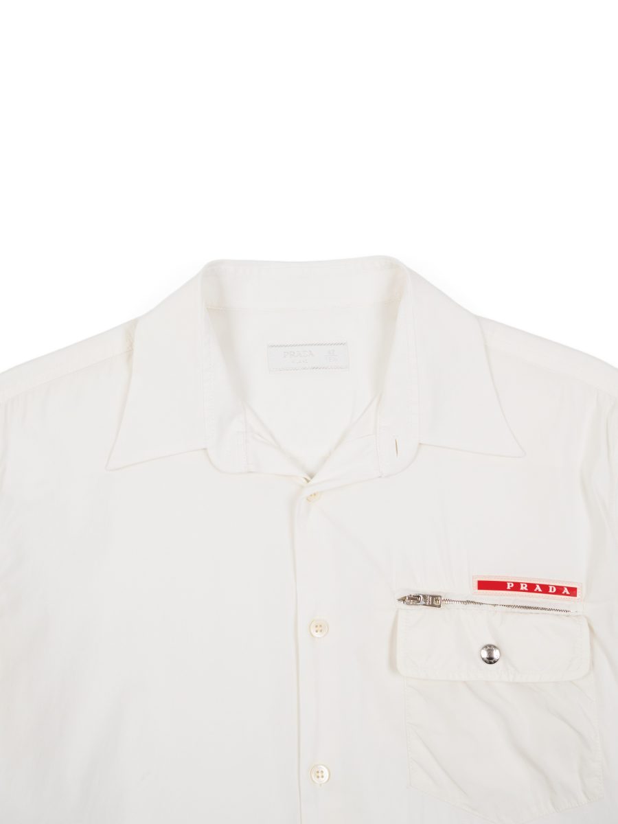 Vintage Prada Milano White Cotton Logo Mens Shirt Top Size M — photo 5