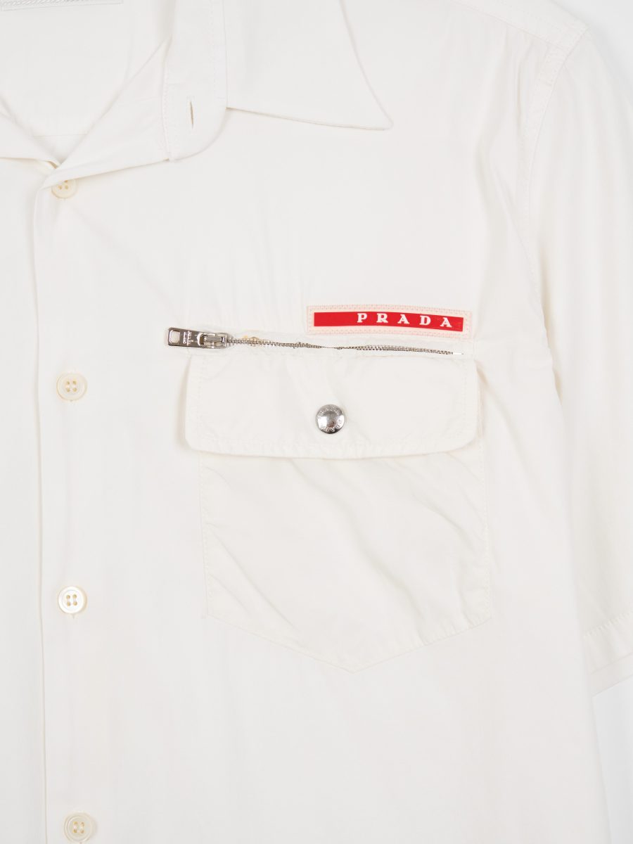 Vintage Prada Milano White Cotton Logo Mens Shirt Top Size M — photo 6