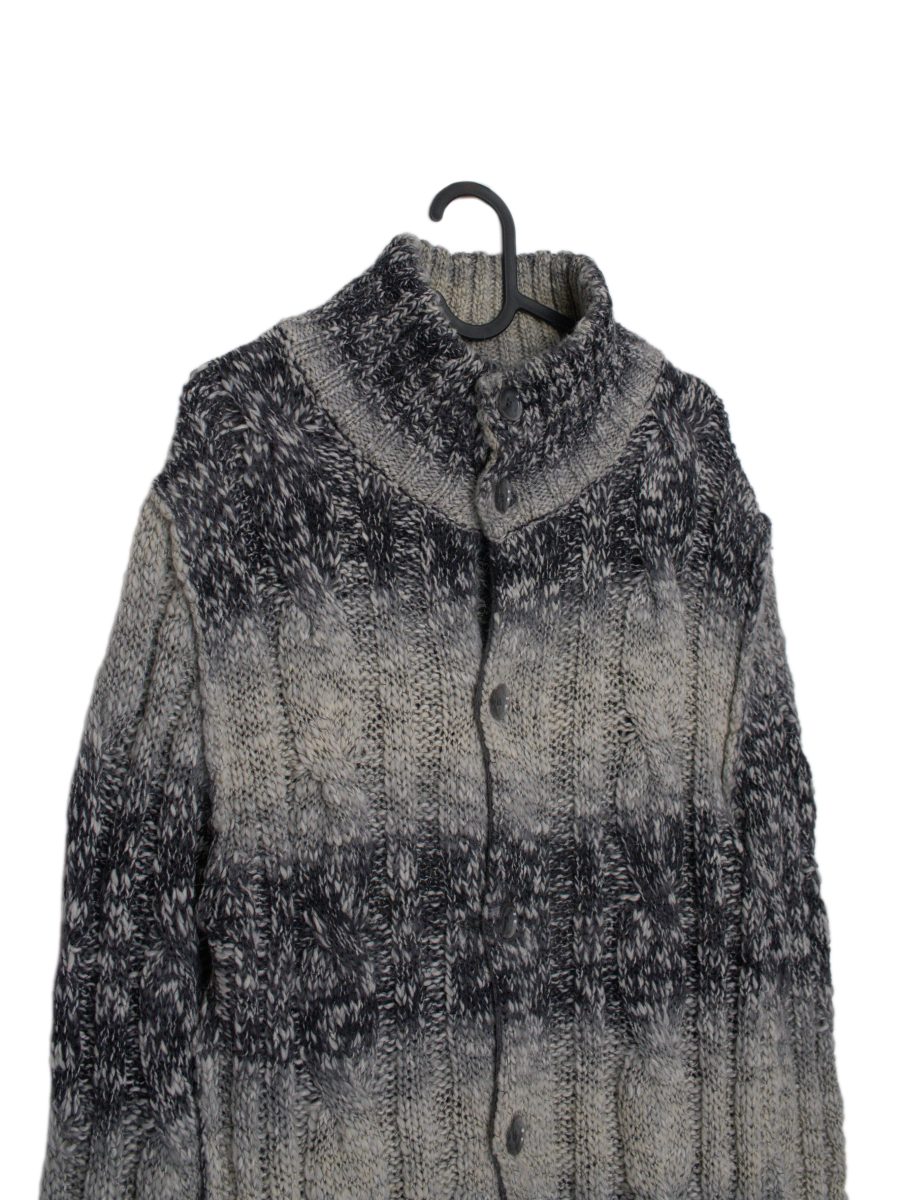 Vintage Dolce Gabbana Gray Cable Knit Funnel Neck Cardigan — photo 2