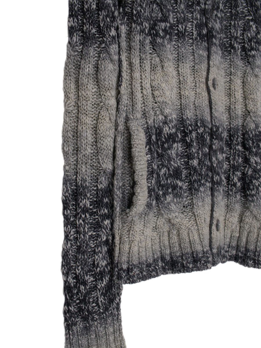 Vintage Dolce Gabbana Gray Cable Knit Funnel Neck Cardigan — photo 3