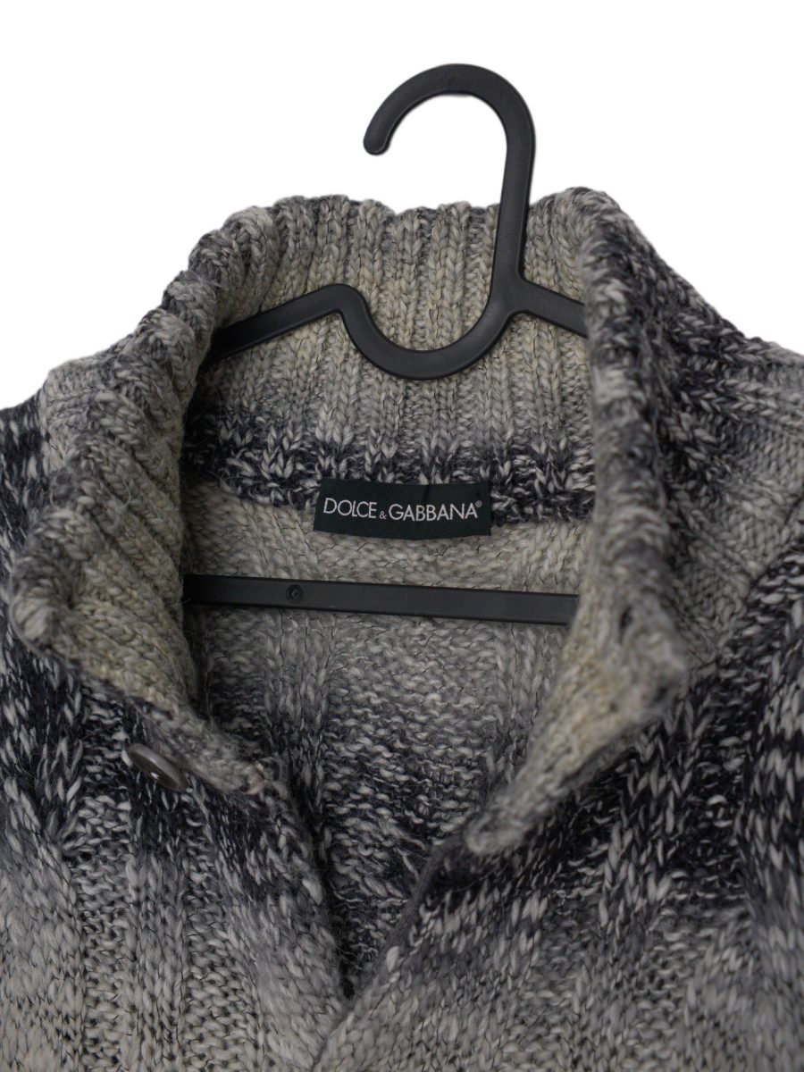 Vintage Dolce Gabbana Gray Cable Knit Funnel Neck Cardigan — photo 7