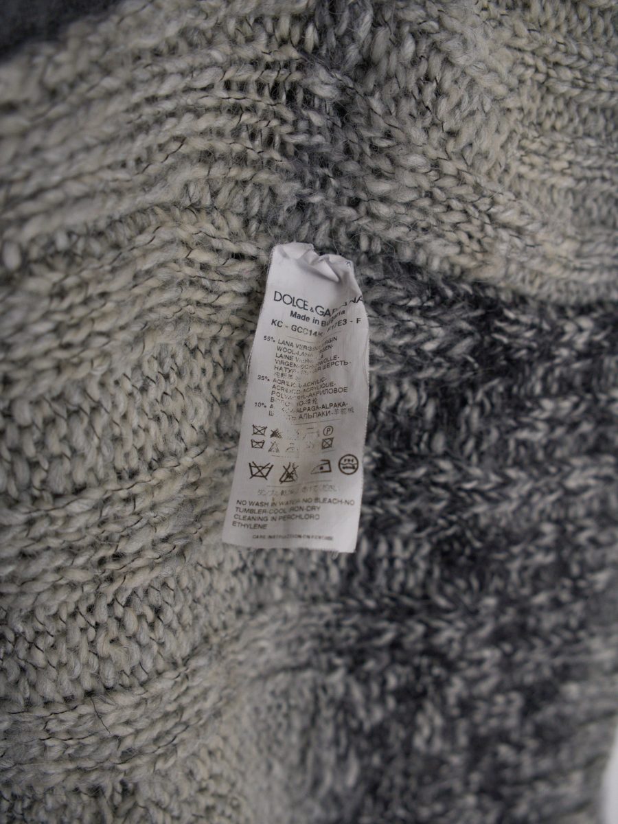 Vintage Dolce Gabbana Gray Cable Knit Funnel Neck Cardigan — photo 10