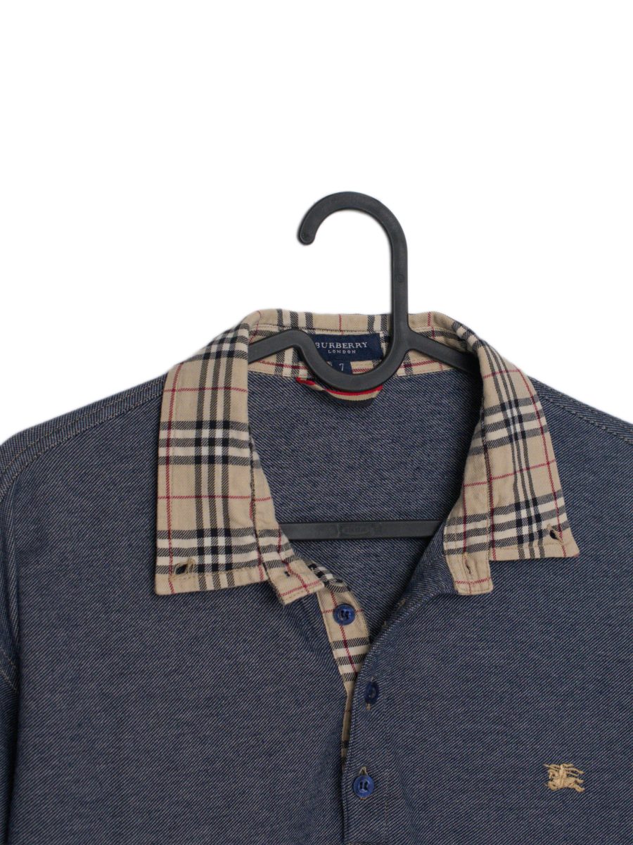 Vintage Burberry London Gray Button Down Check Polo Shirt — photo 2