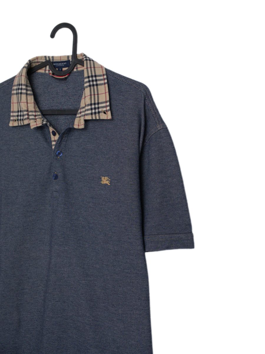 Vintage Burberry London Gray Button Down Check Polo Shirt — photo 3