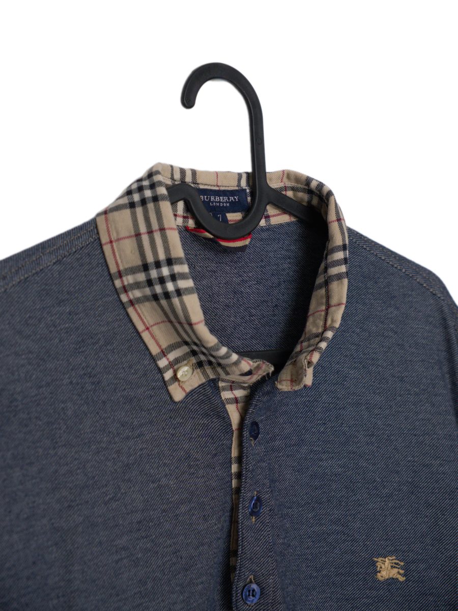 Vintage Burberry London Gray Button Down Check Polo Shirt — photo 7