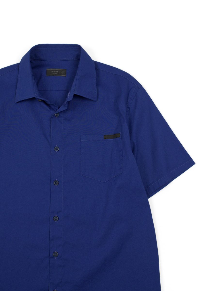 Vintage Prada Milano Blue Stretch Cotton Mens Shirt Size L — photo 2
